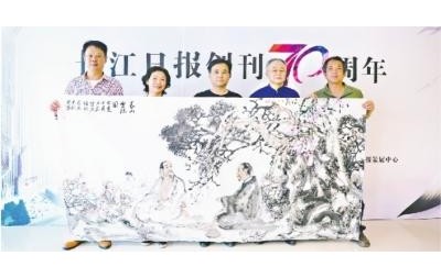 五位知名书画家合创巨幅《春山坐隐图》