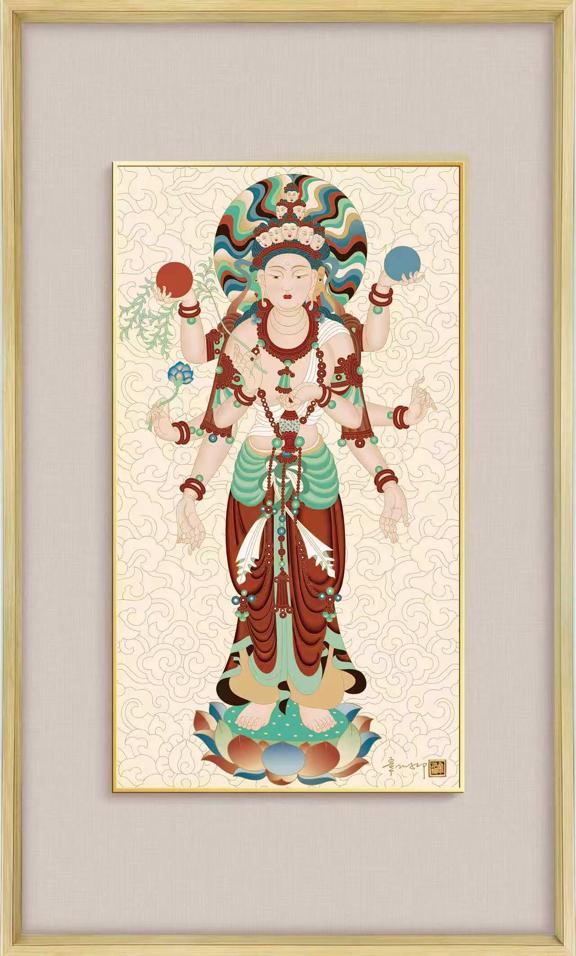 常沙娜金丝琅彩画《八臂十一面观音》11.5万元成交
